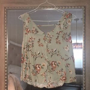 Sleeveless button up floral blouse